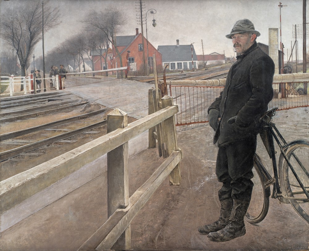 Waiting for the Train. Level Crossing by Roskilde Highway
