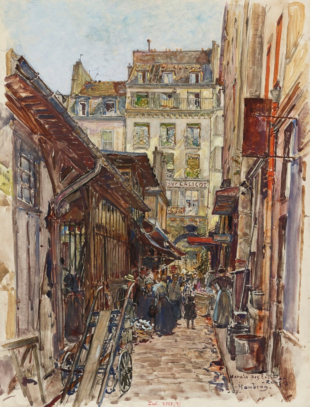 Intérieur du Marché des Enfants-Rouges, en 1907. 3ème arrondissement