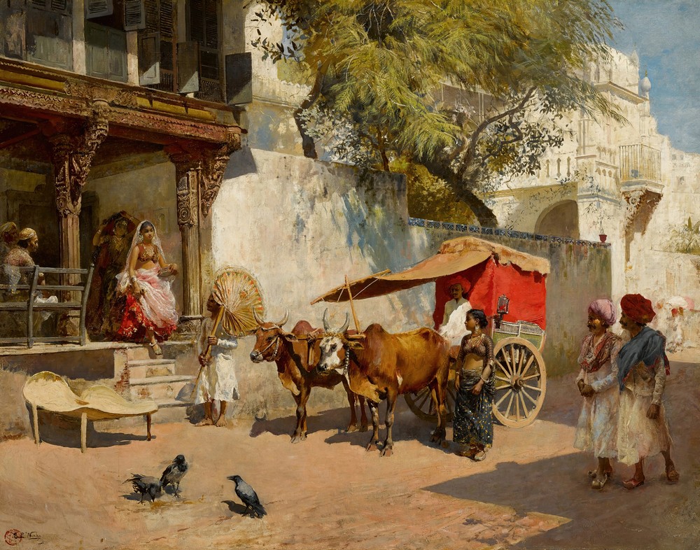 Nautch girls and bullock gharry, ahmedabad (gujarat state, india)