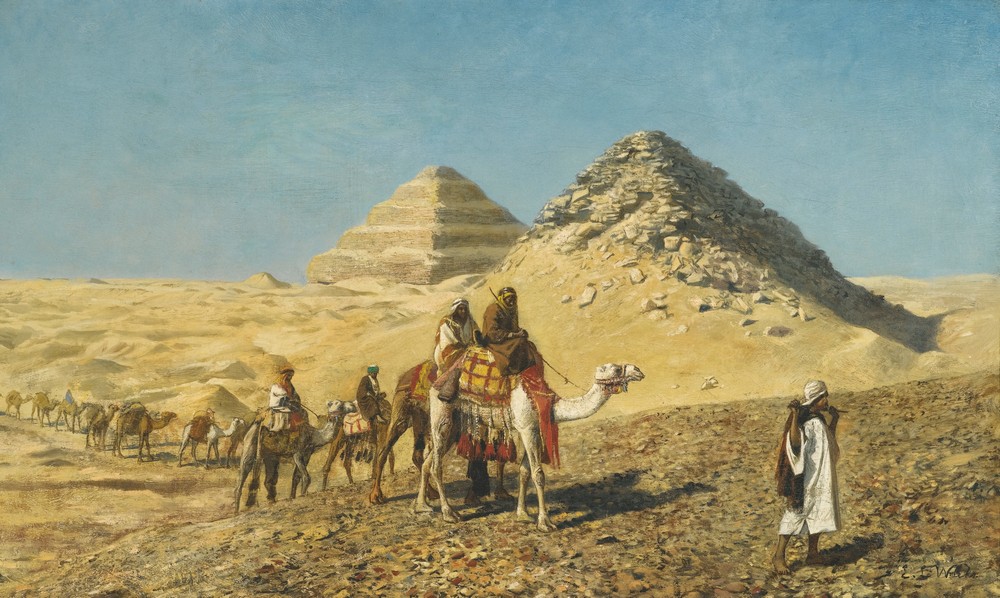 Camel Caravan Amid The Pyramids, Egypt