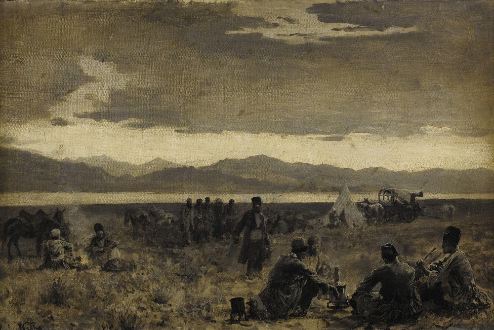 Early Morning Camp Near The Shore of Lake Urumiyah (circa 1892)