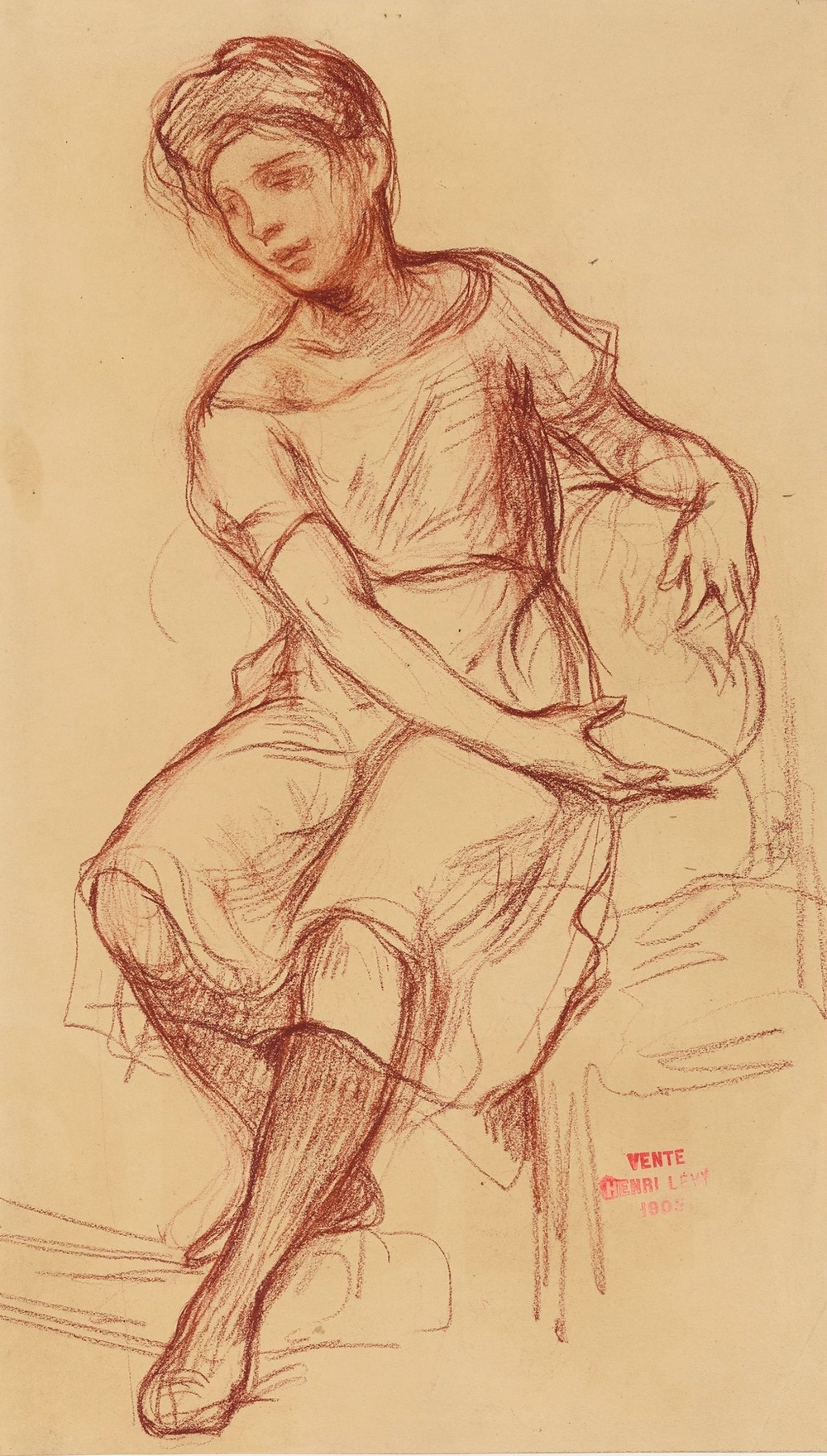 Etude de femme assise sur une chaise