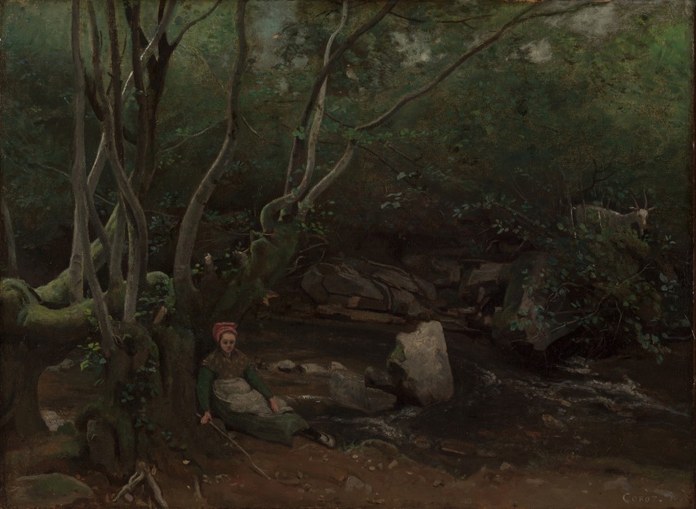 Lormes  Goat-Girl, Sitting Beside a Stream in a Forest