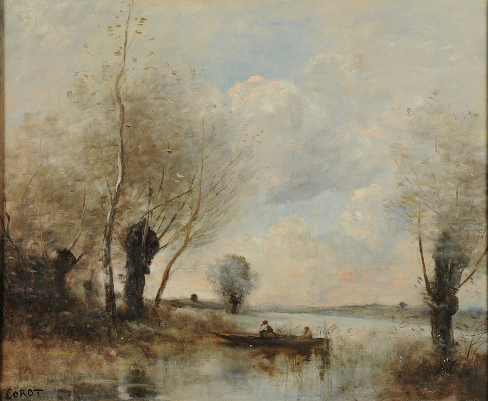 La pêche en barque auprès des saules (ca 1870)