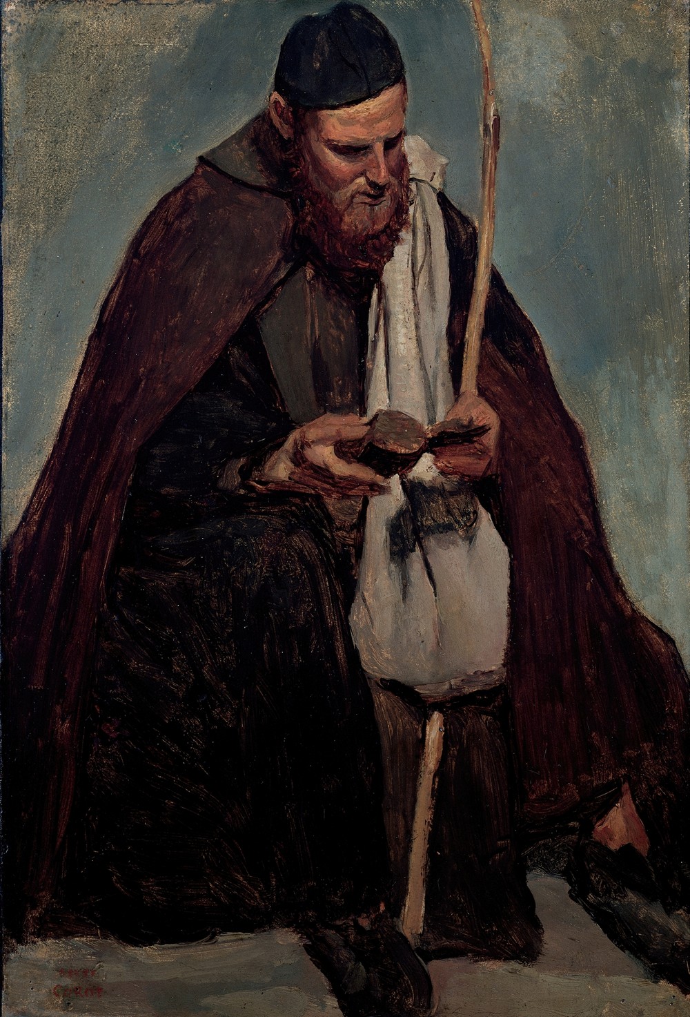 Moine italien assis, lisant (Seated Italian Monk Reading) (circa 1827)