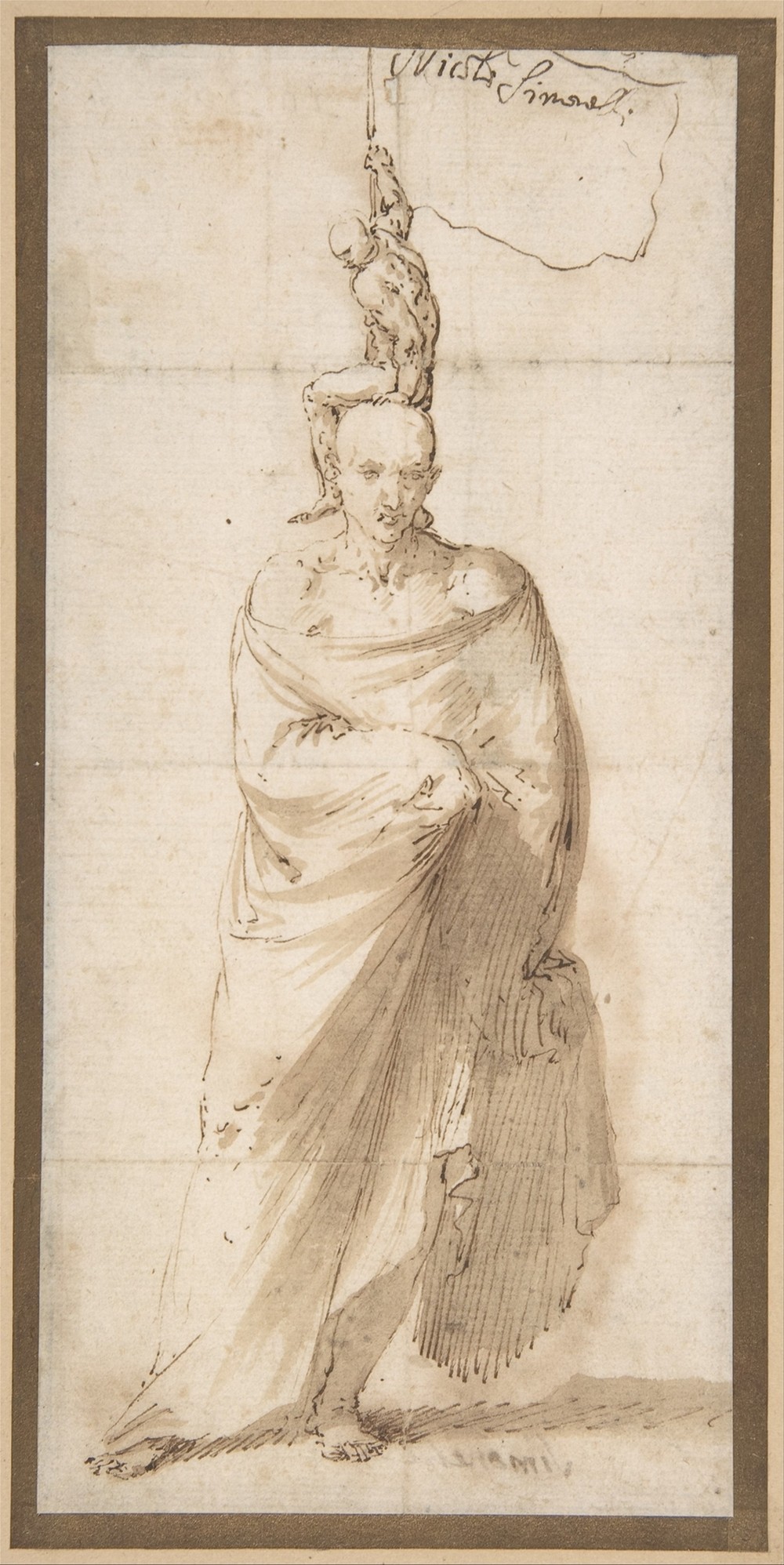 Man Wearing a Large Cloak and a Small Naked Man on His Head (ca. 1637–40)