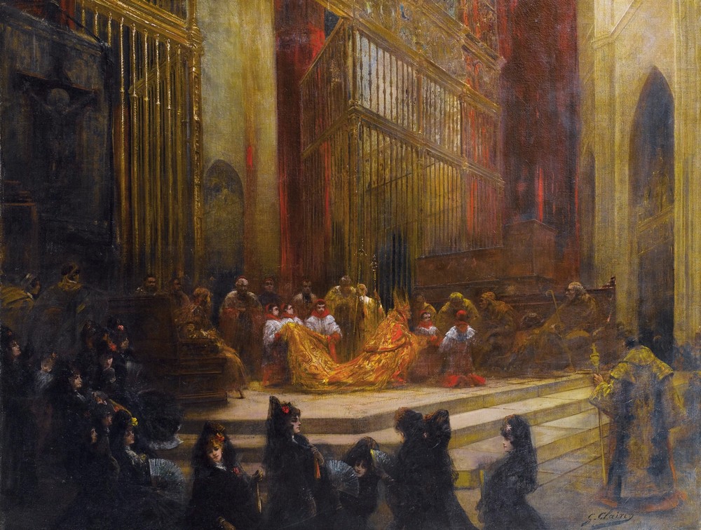 Elégantes dans une église espagnole