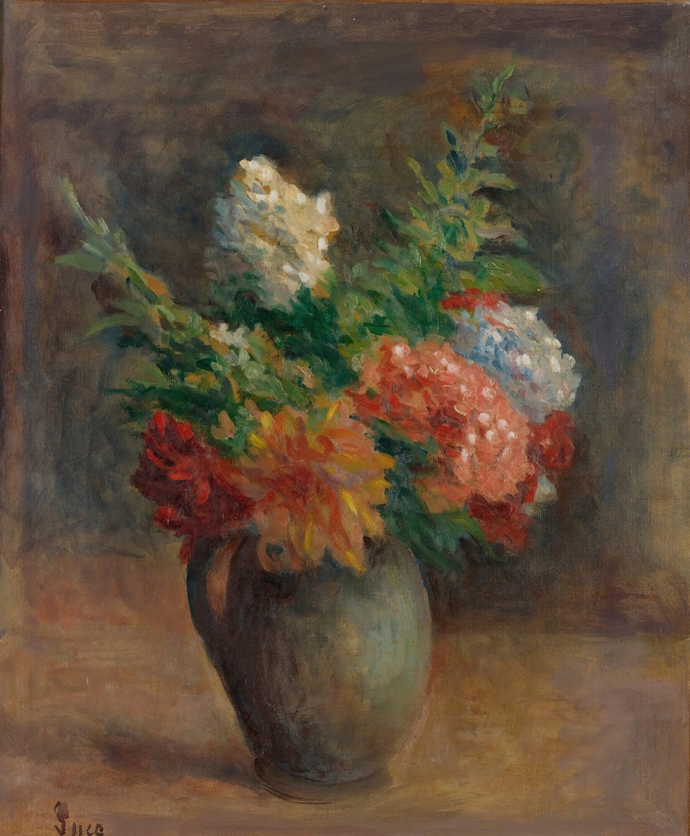 Pivoines, Géraniums Et Lilas Blancs (circa 1925)