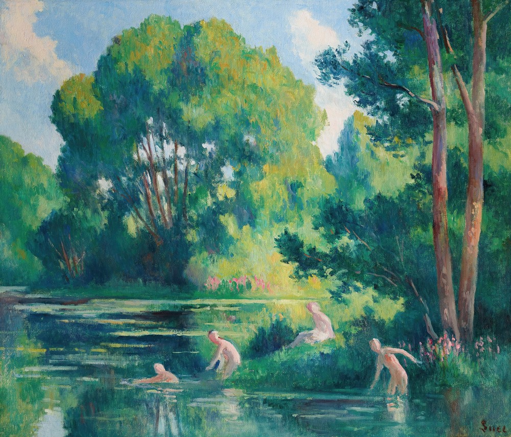 Rolleboise, baignade dans le petit bras de la Seine