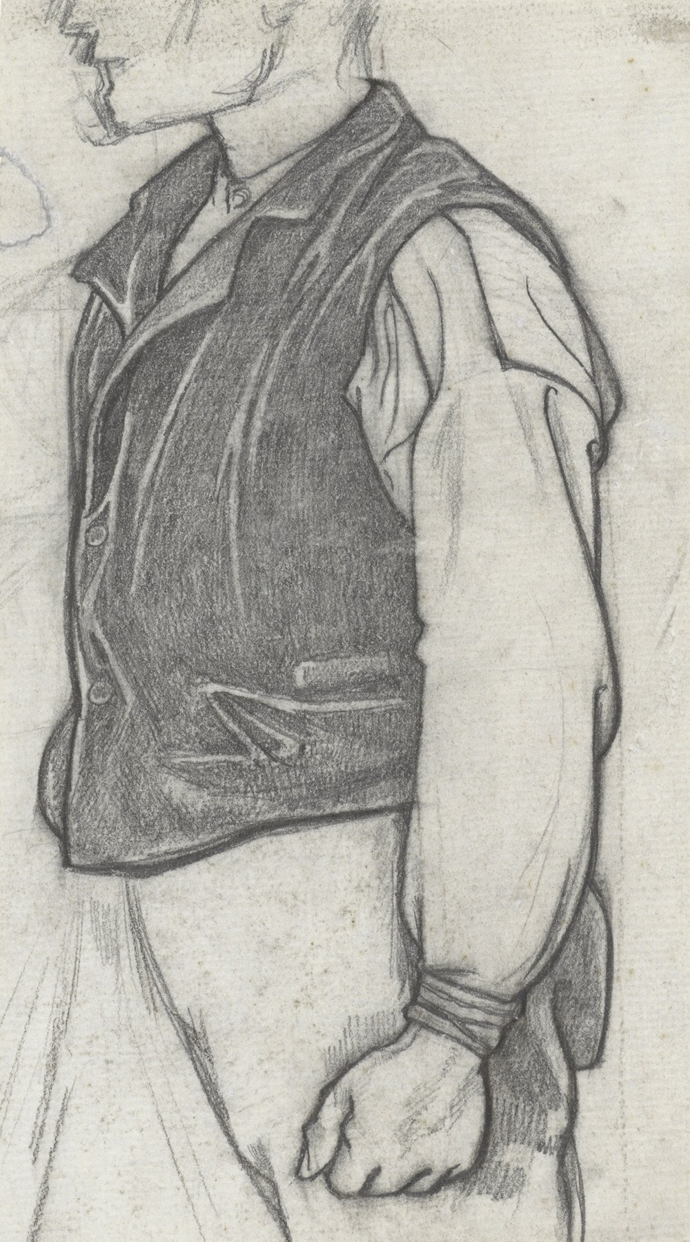 Bovenlichaam van een man met gebalde vuist (c. 1878 - c. 1938)