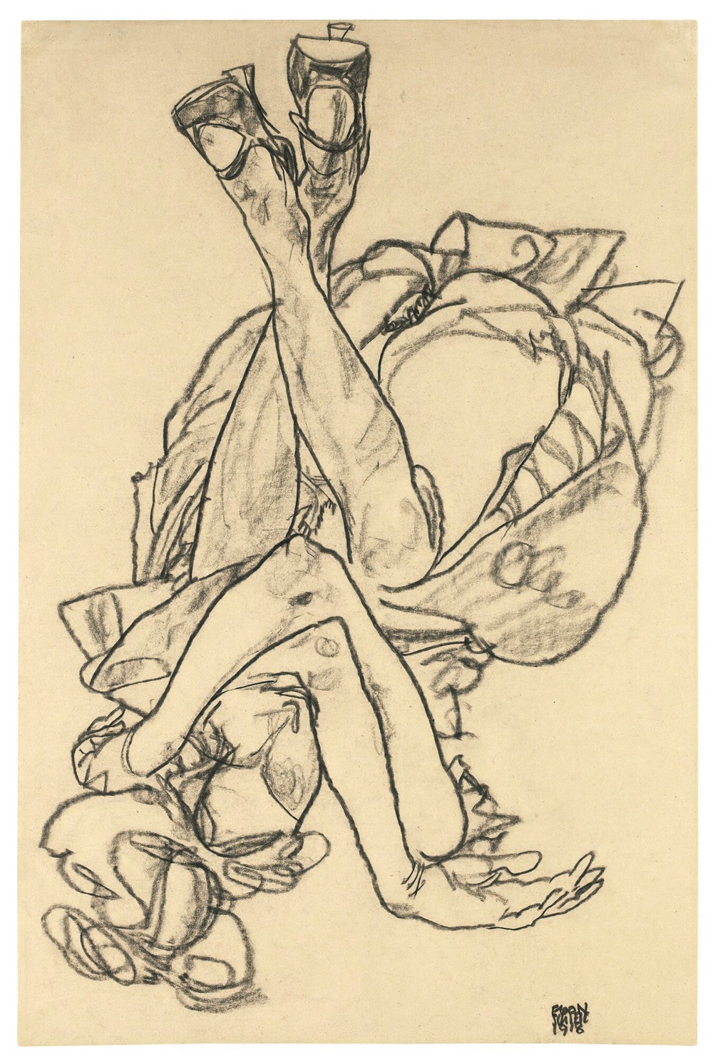 Girl Lying On Her Back With Crossed Arms And Legs