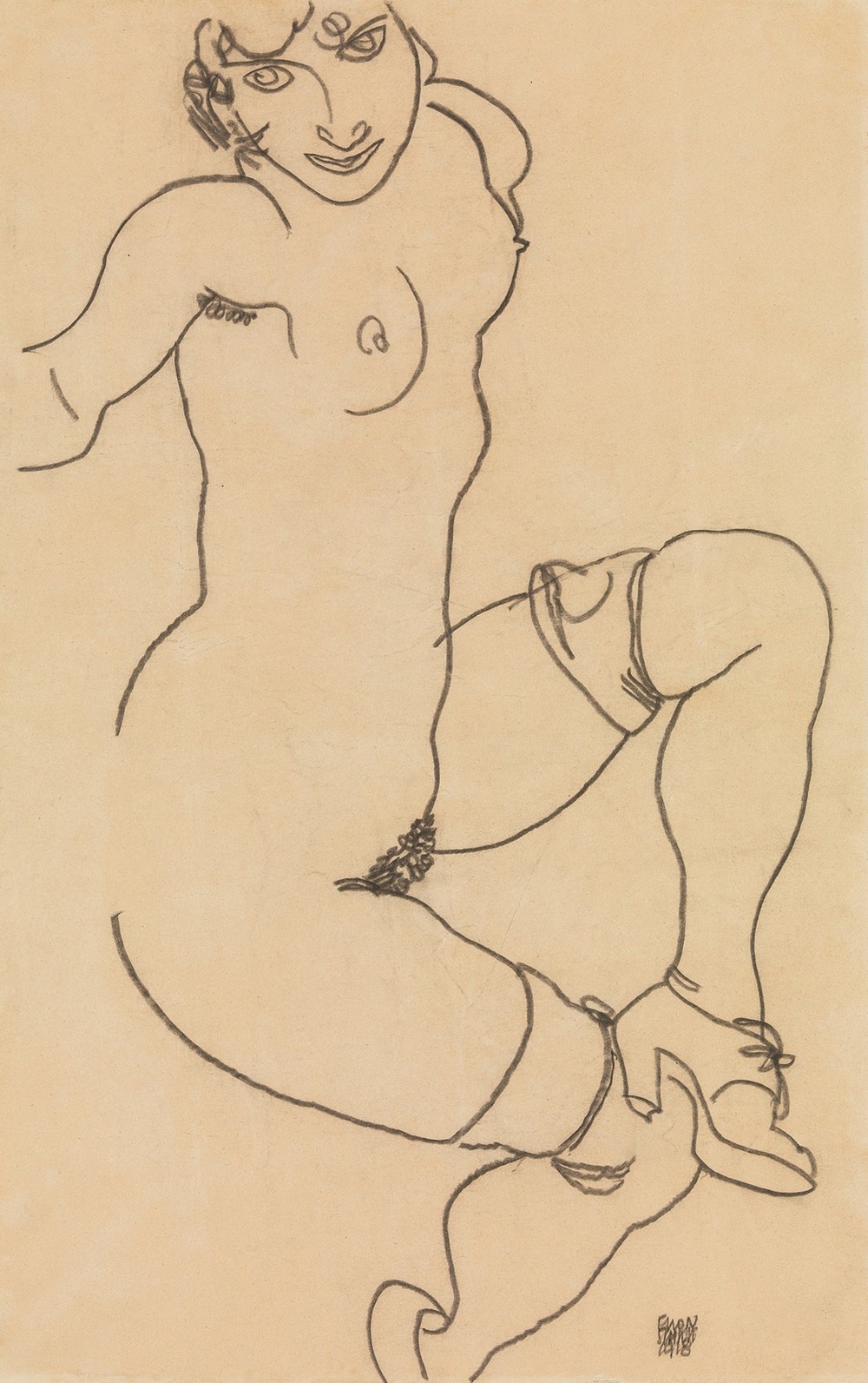 Seated Nude in Shoes and Stockings