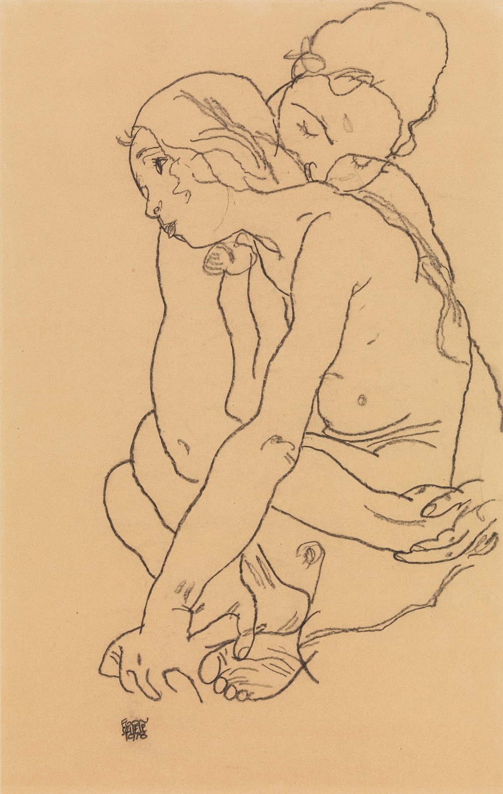Woman and Girl Embracing