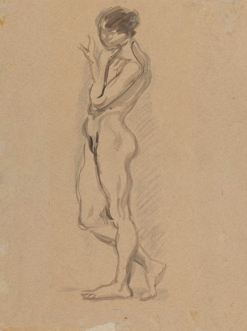 Nude standing sideways