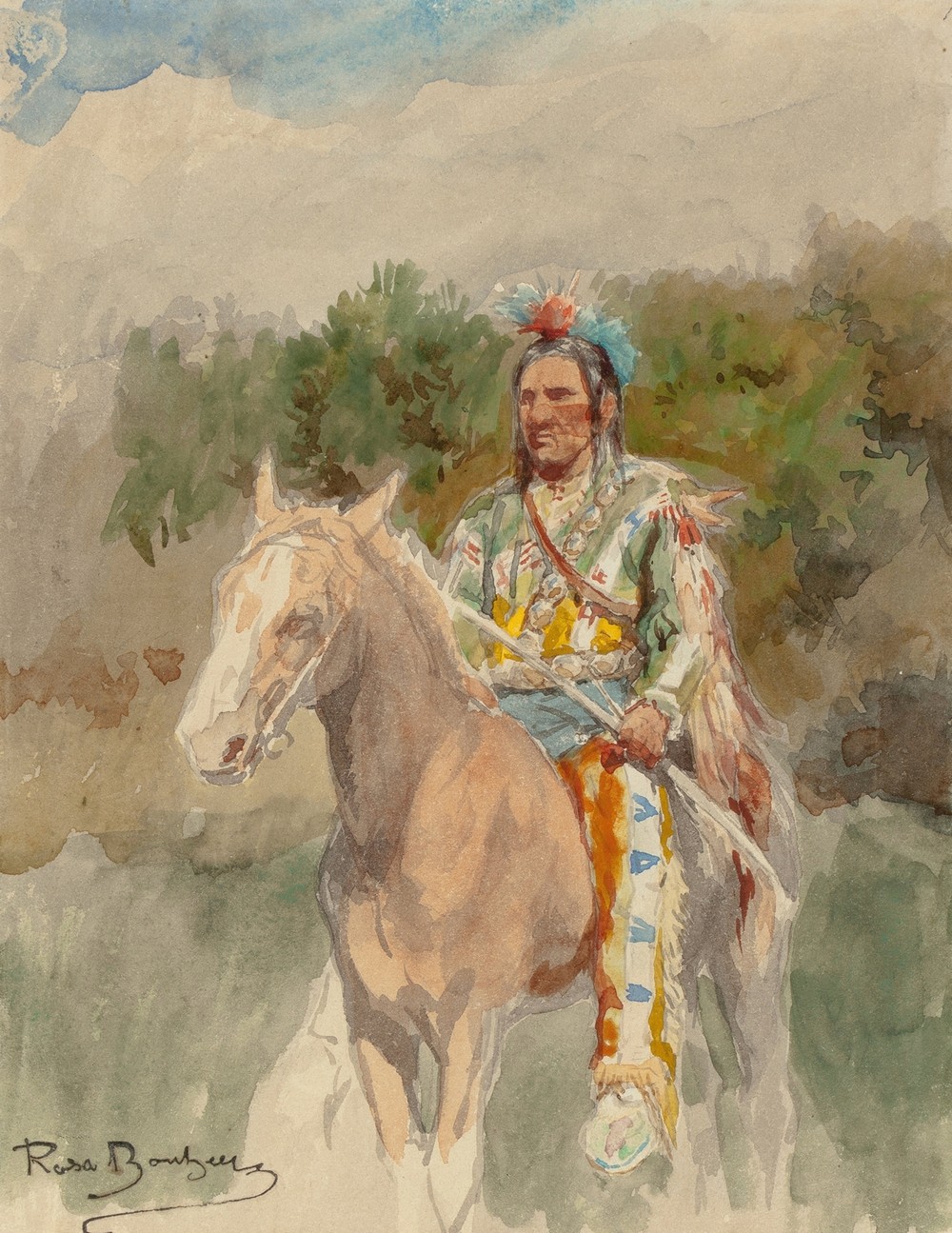 Indian on Horseback (circa 1889)