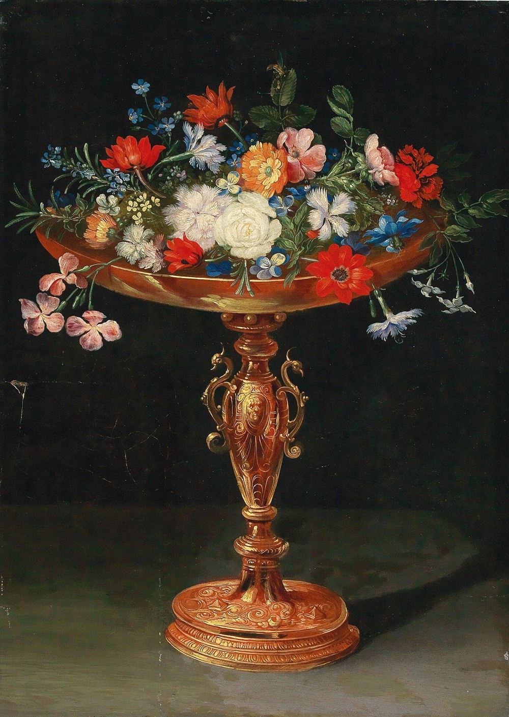 Flowers in a gilded tazza
