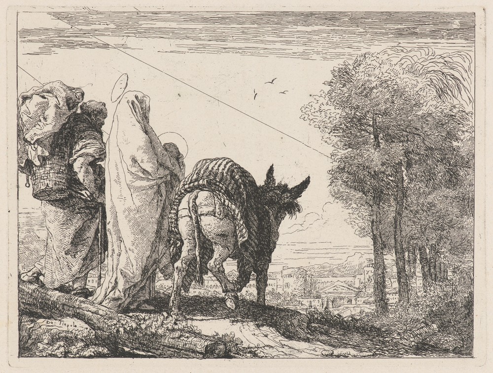 The Flight with the Holy Family at the Left
