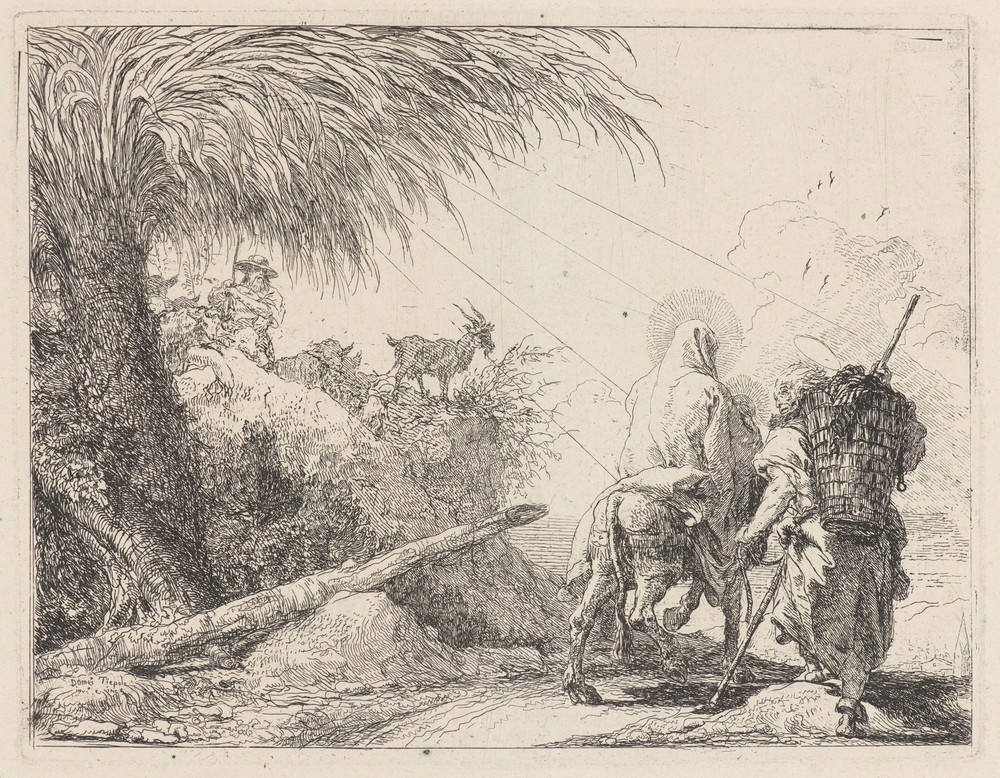 The Flight, Holy Family at the Right, Joseph Looking to the Left