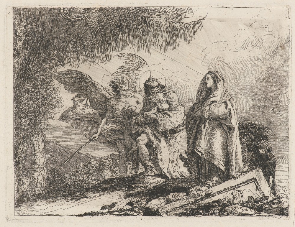 The Flight, Holy Family Walking with Angel