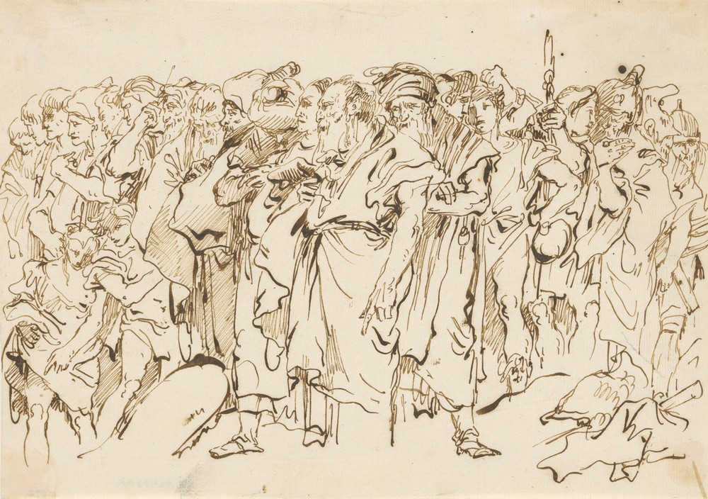 A Crowd of Ancient Warriors, Orientals, and Two Boys, Gathering for a Sacrifice (ca. 1743)