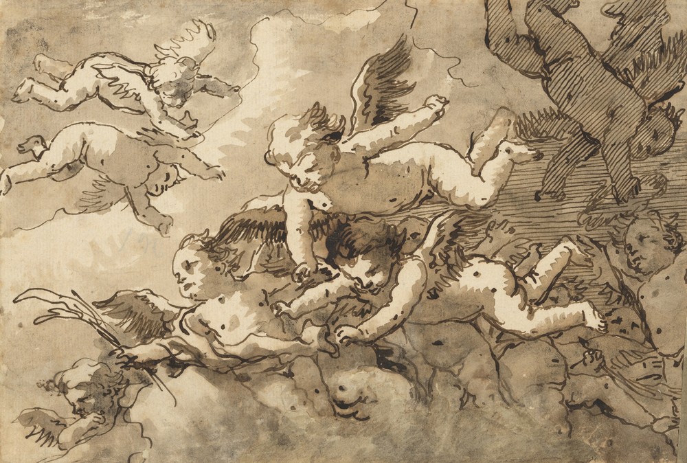A Flock of Winged Cherubs in the Sky, One Holding a Martyr’s Palm (ca. 1770–90)