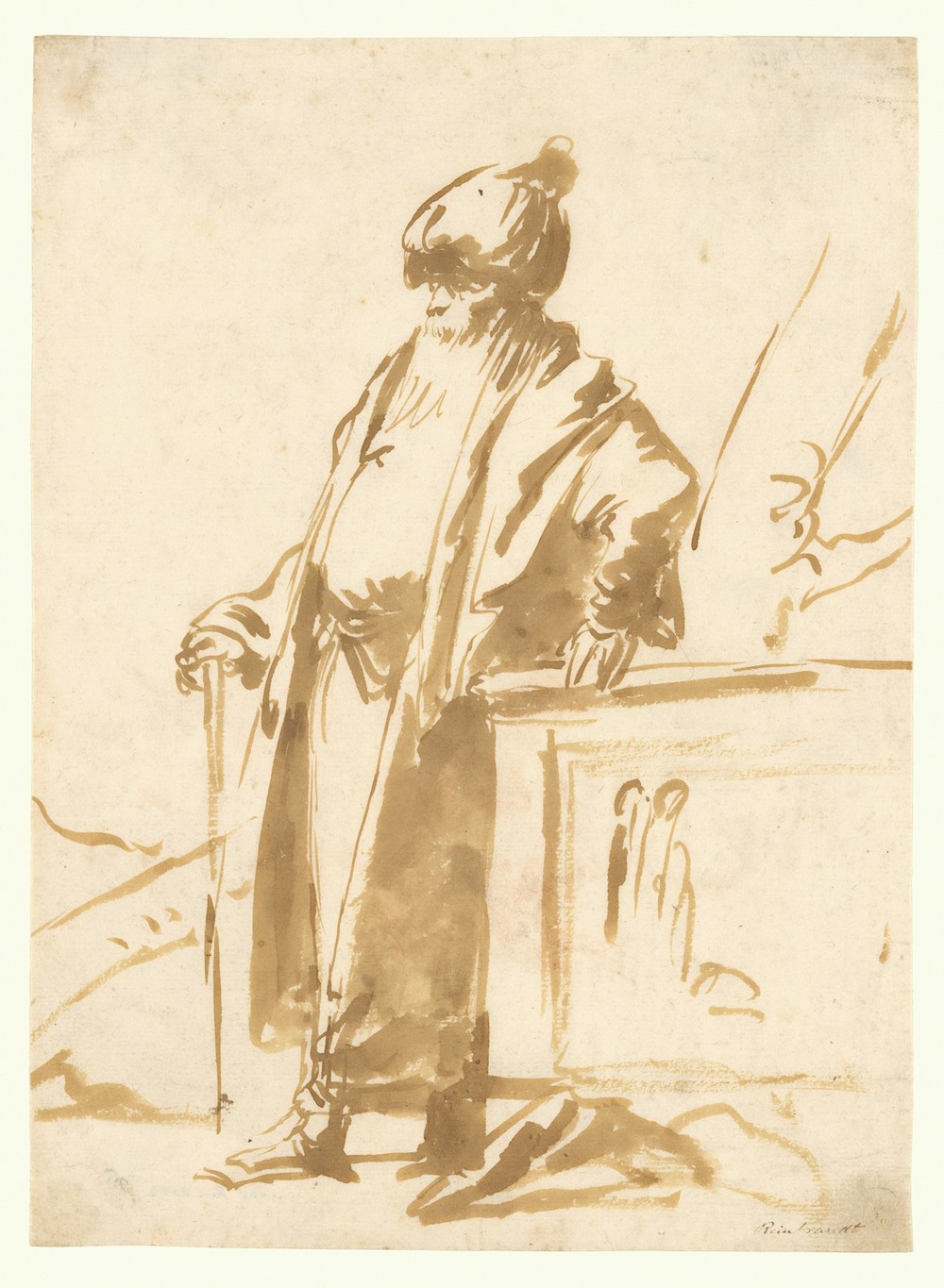 An Old Man in Oriental Dress, Standing by a Pagan Altar (mid-18th–early 19th century)