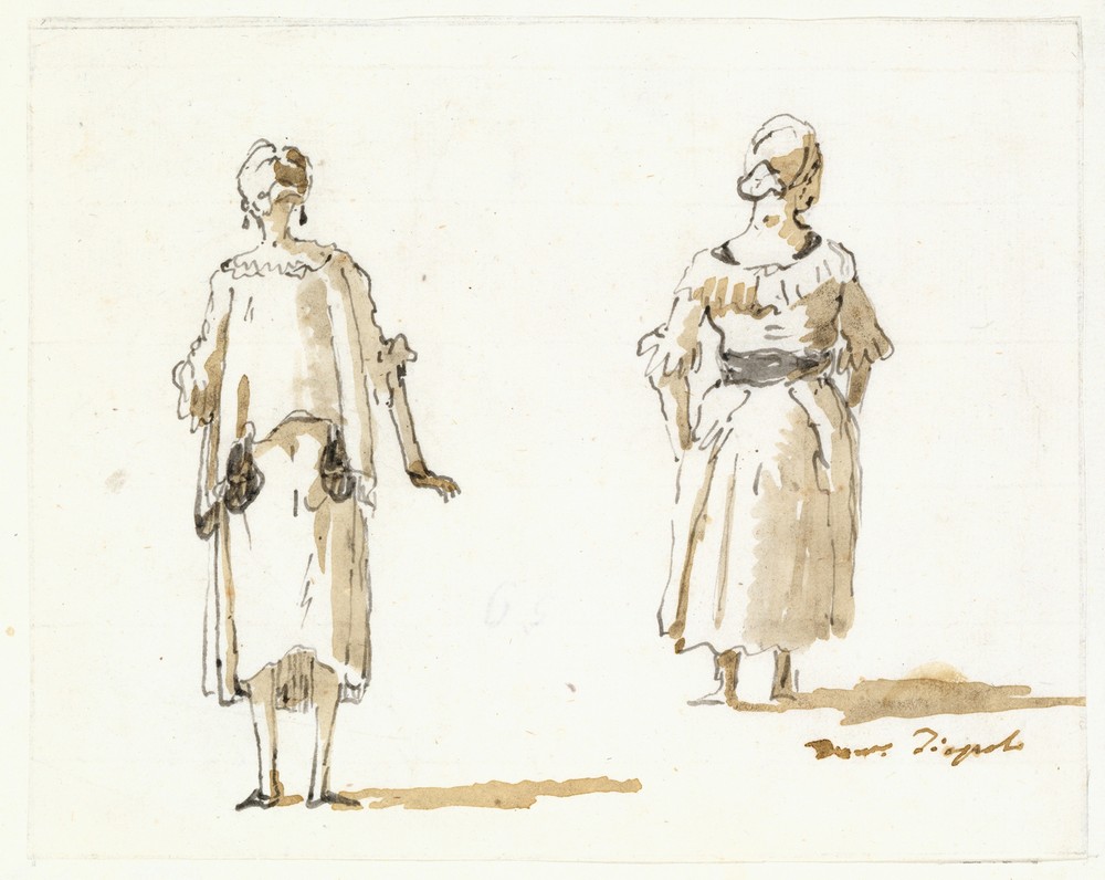 Caricature of Two Women Seen From Behind (late 18th century)