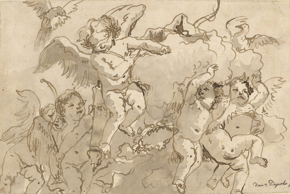 Cupid Blindfolded in the Clouds, with Five Attendant Putti (ca. 1770–90)