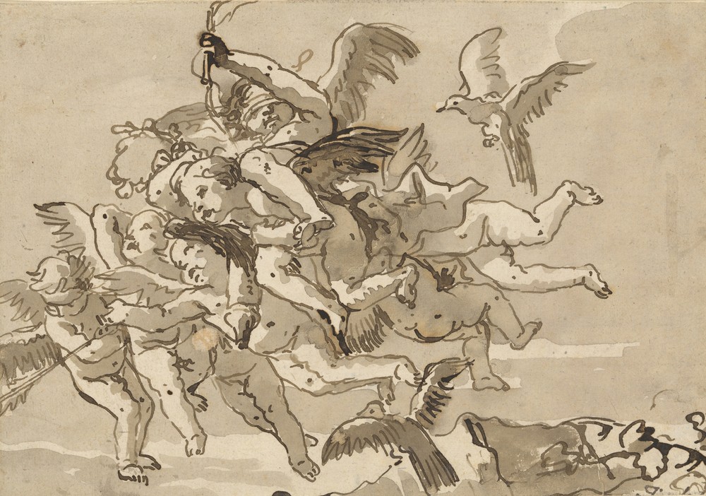 Cupid Blindfolded, Carried Through the Sky by Seven Winged Putti (ca. 1770–90)