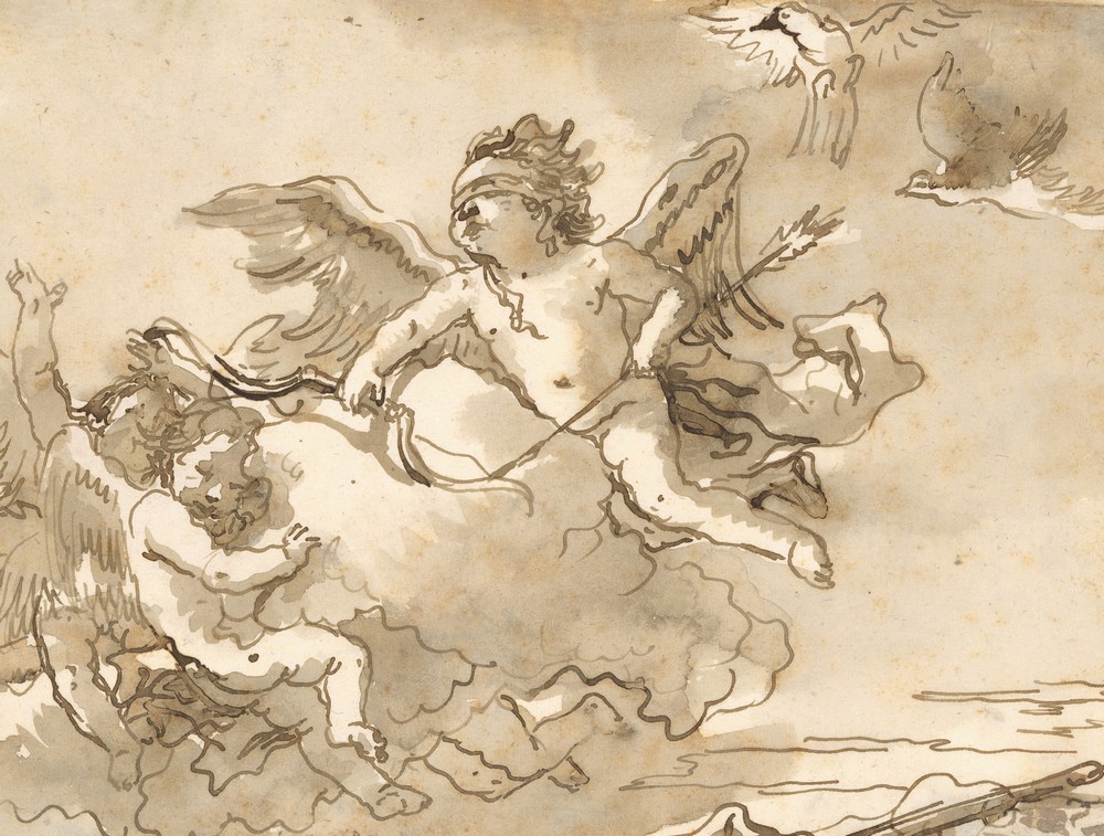 Cupid Blindfolded, on a Cloud Supported by Two Attendant Putti (ca. 1770–90)