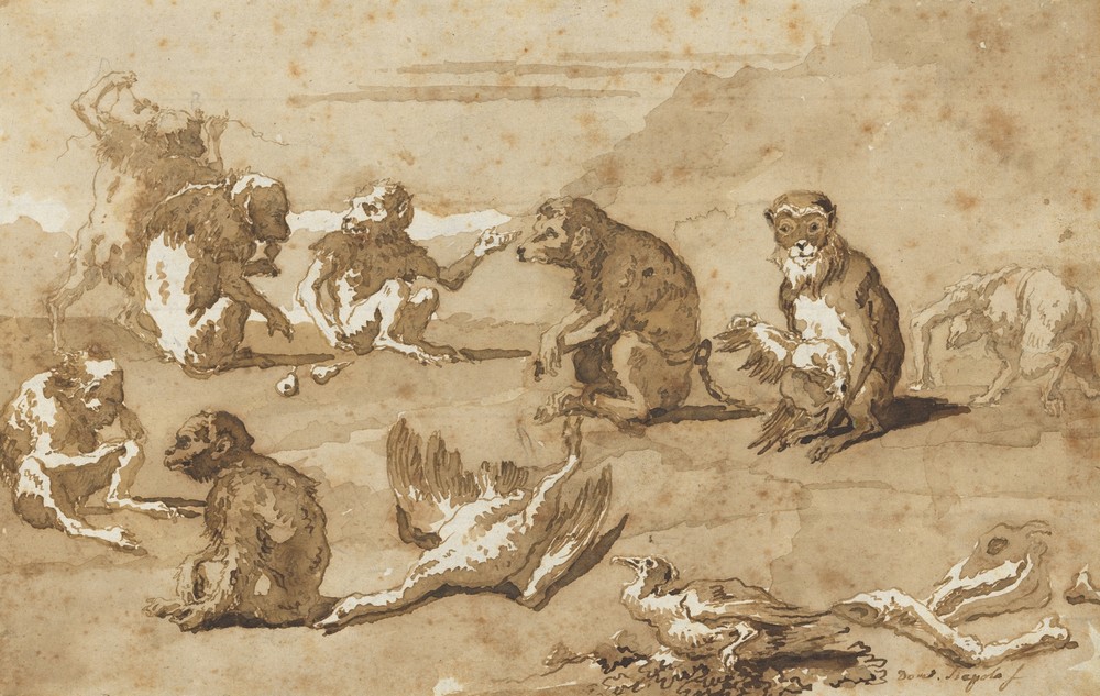Eight Monkeys, a Dead Goose, and a Cormorant (mid-18th–early 19th century)