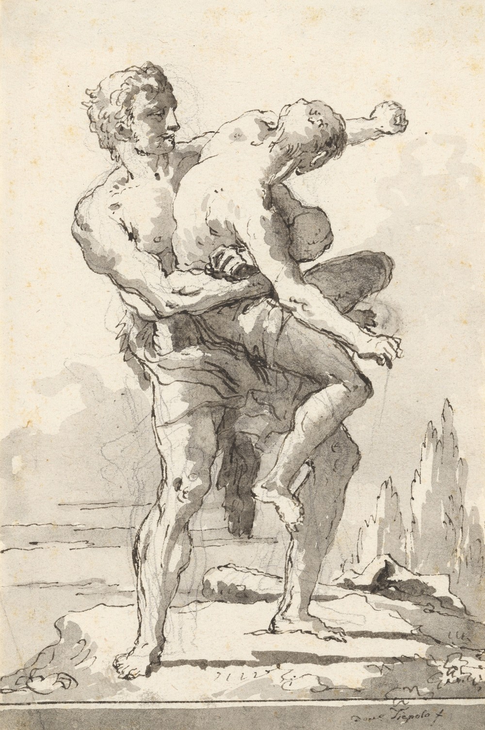 Hercules and Antaeus (with a ledge Below) (late 18th century)