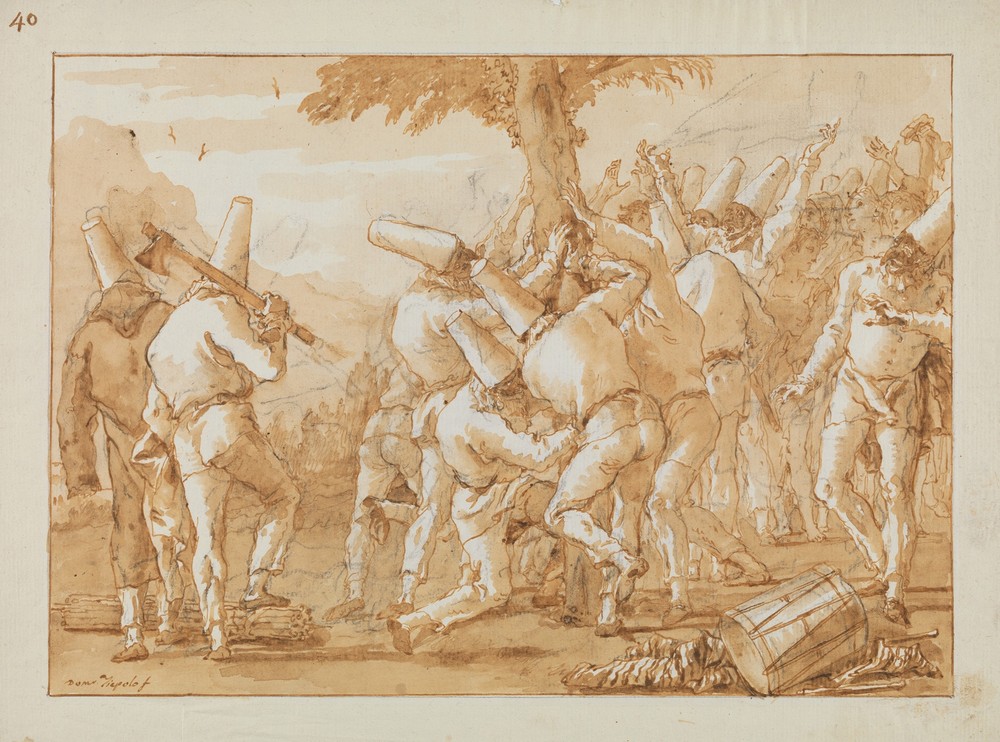 Punchinellos Felling (or Planting) a Tree (late 18th–early 19th century)