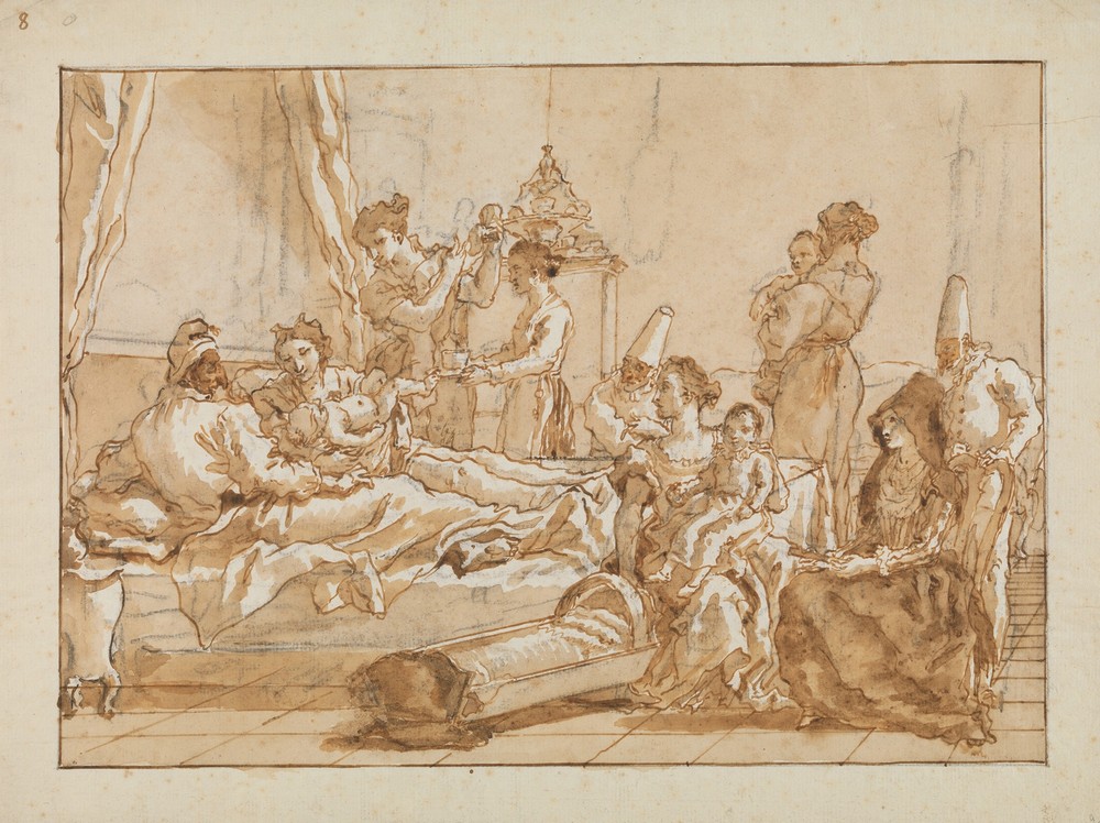 The Infant Punchinello in Bed with His Parents (late 18th–early 19th century)