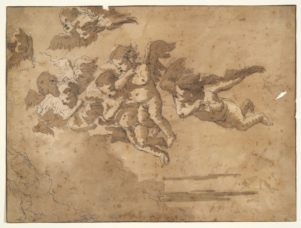 Putti Flying in Clouds
