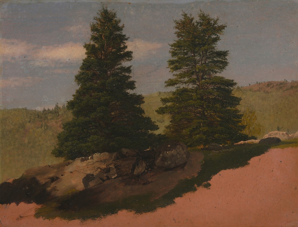 New England Landscape (Two Pine Trees)