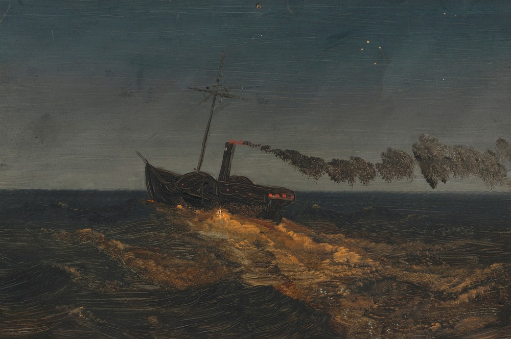 Paddle steamer at dusk (ca. 1853)
