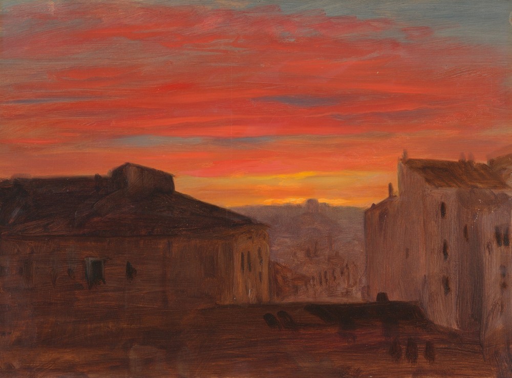 Rooftops at Sunset from the Pincio, Rome (late 1868 or early 1869)