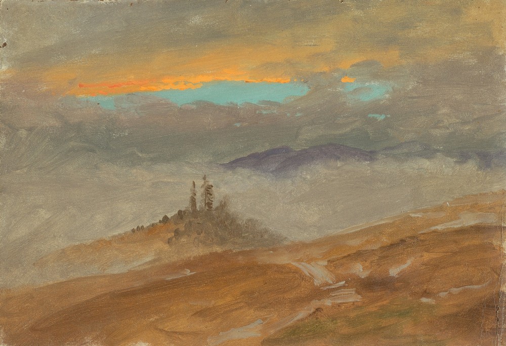 Winter landscape, view of Zuarry Hill, twilight (1850–60)