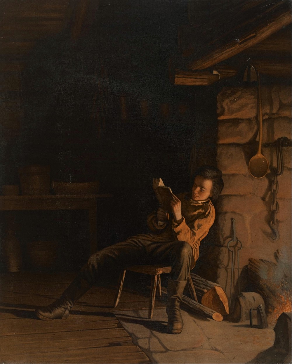 The Boyhood of Lincoln. (An Evening in the Log Hut.)