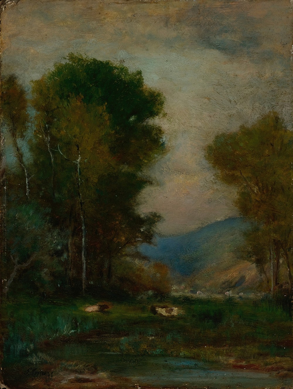 Cows By A Stream