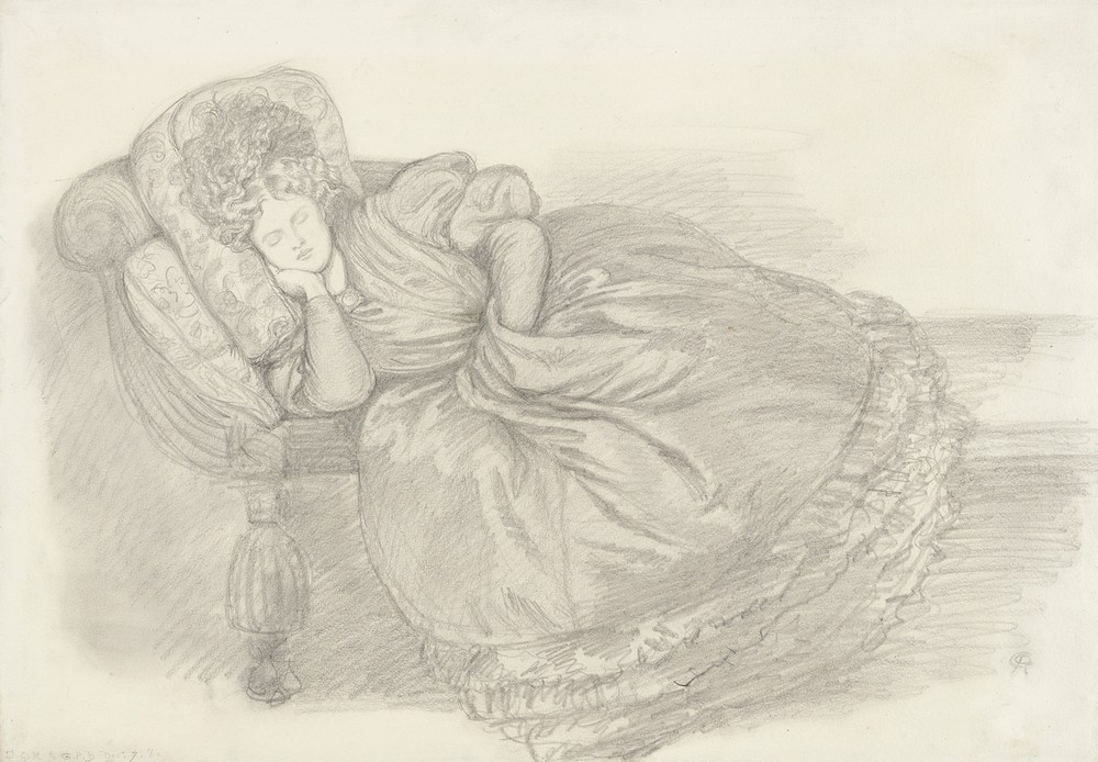 Study of Fanny Cornforth, asleep on a chaise-longue