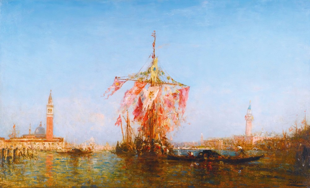 Bateau Pavoisé Sur Le Bassin, Venise