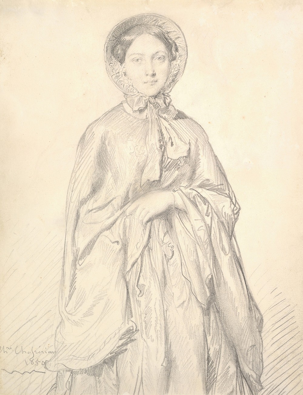Portrait of a Young Woman Wearing a Cloak and Bonnet