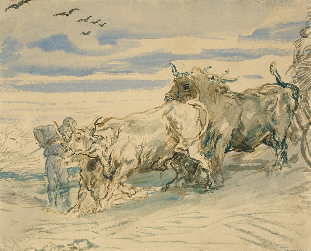 Drover with Oxen Pulling a Cart (1840-41)