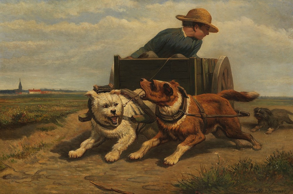 Boy with a dog cart (ca.1850-60)