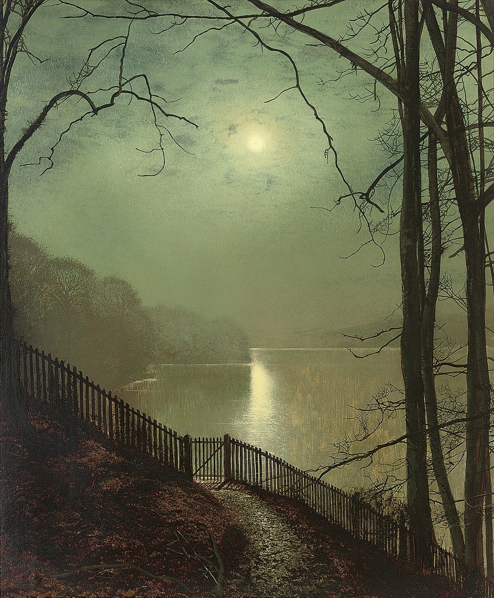Moonlight on the lake, Roundhay Park, Leeds