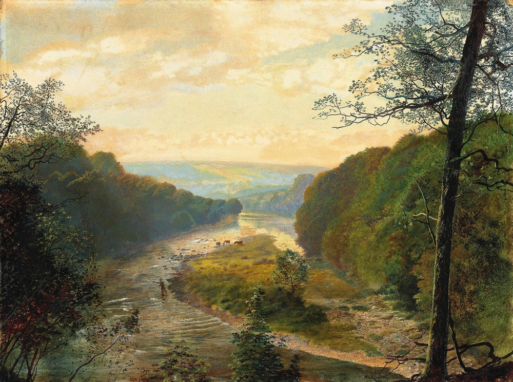 The Wharfe valley, with Barden Tower beyond (1870s)
