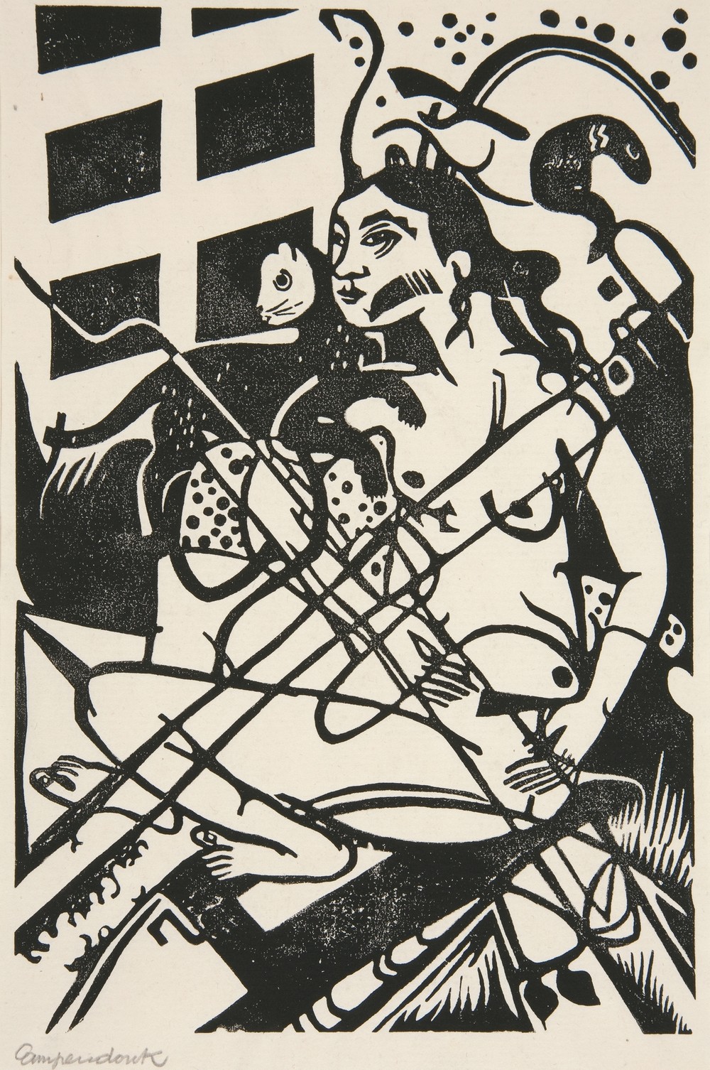 Sitting Nude at Window with Cat