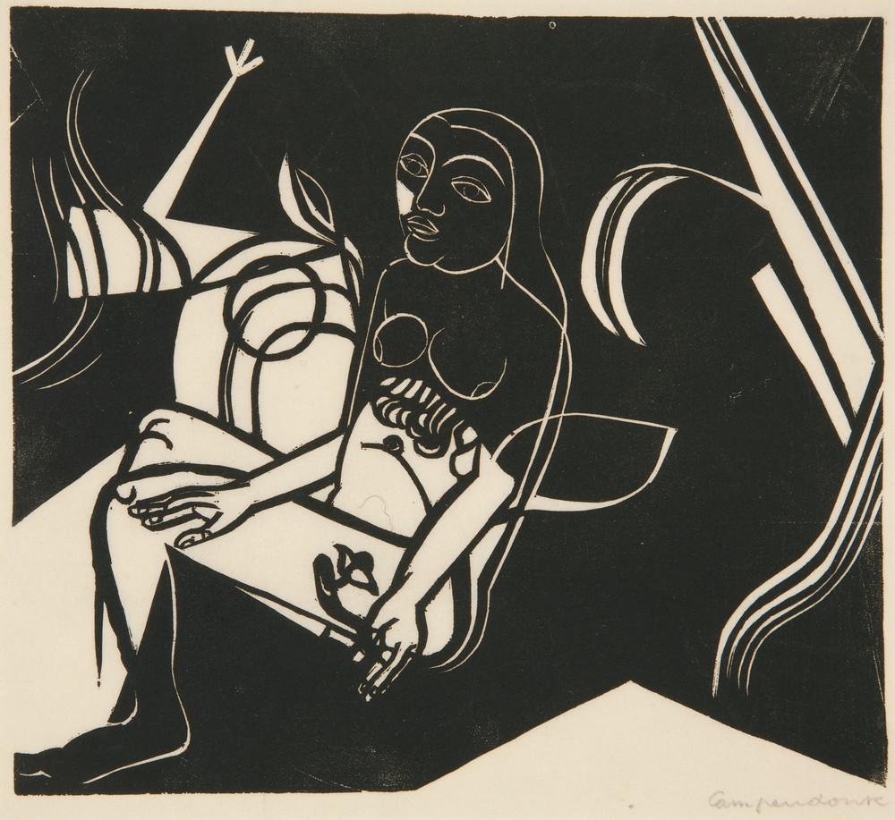 Seated Female Nude with Flower